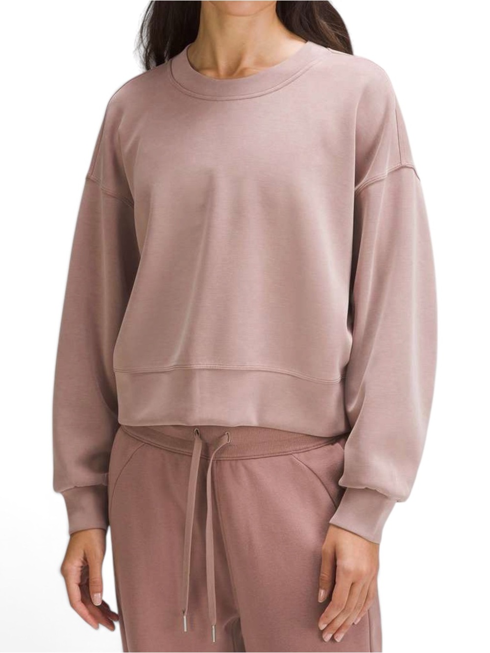 Lululemon Softstreme Perfectly Oversized Cropped Crew Twilight Rose Size 6